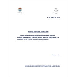 COMUNICADO GIMNASIO MUNICIPAL (FIESTAS DEL CORPUS 2025)