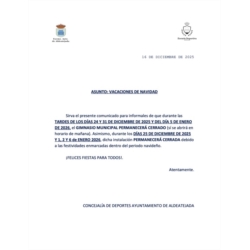 COMUNICADO GIMNASIO MUNICIPAL (VACACIONES DE NAVIDAD)